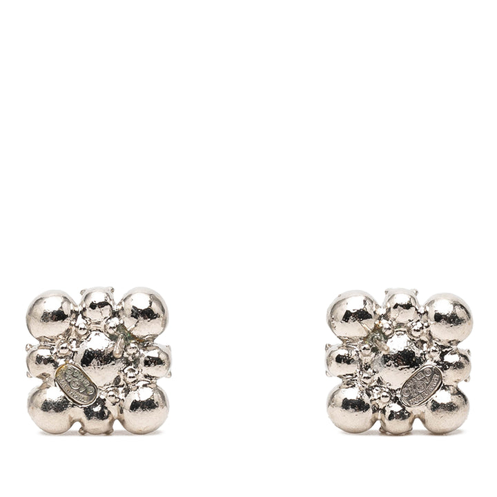 Chanel Brass Strass fermoir poussette Boucles d'oreilles Métal
