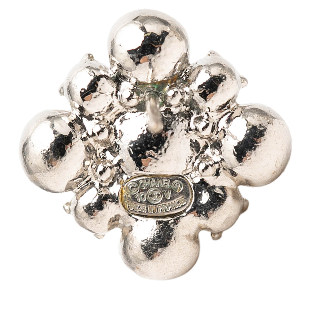 Chanel Brass Strass fermoir poussette Boucles d'oreilles Métal