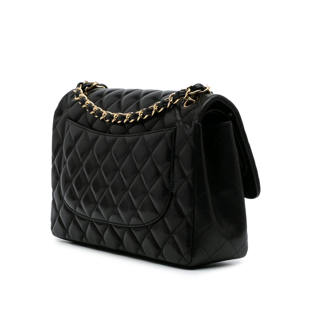 Jumbo Classic Lambskin Double Flap Black - Gaby Paris
