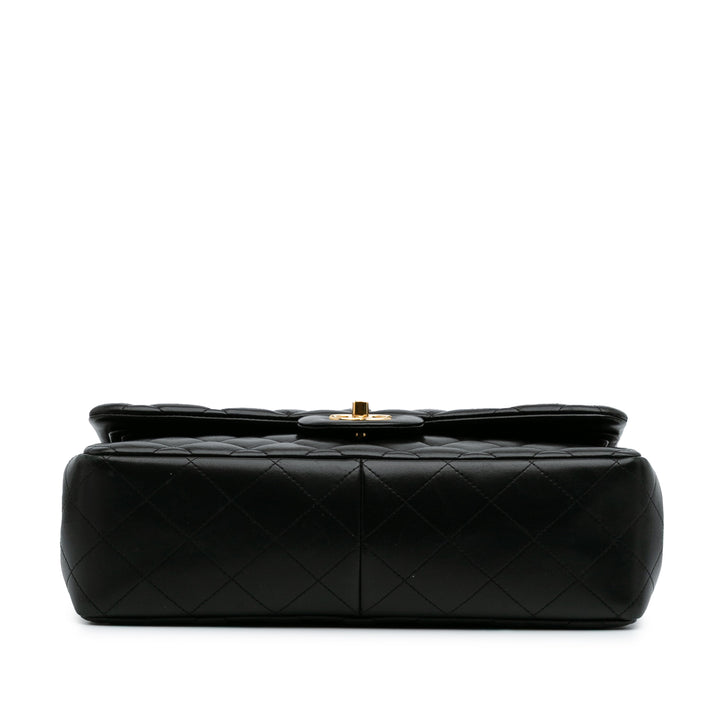 Jumbo Classic Lambskin Double Flap Black - Gaby Paris