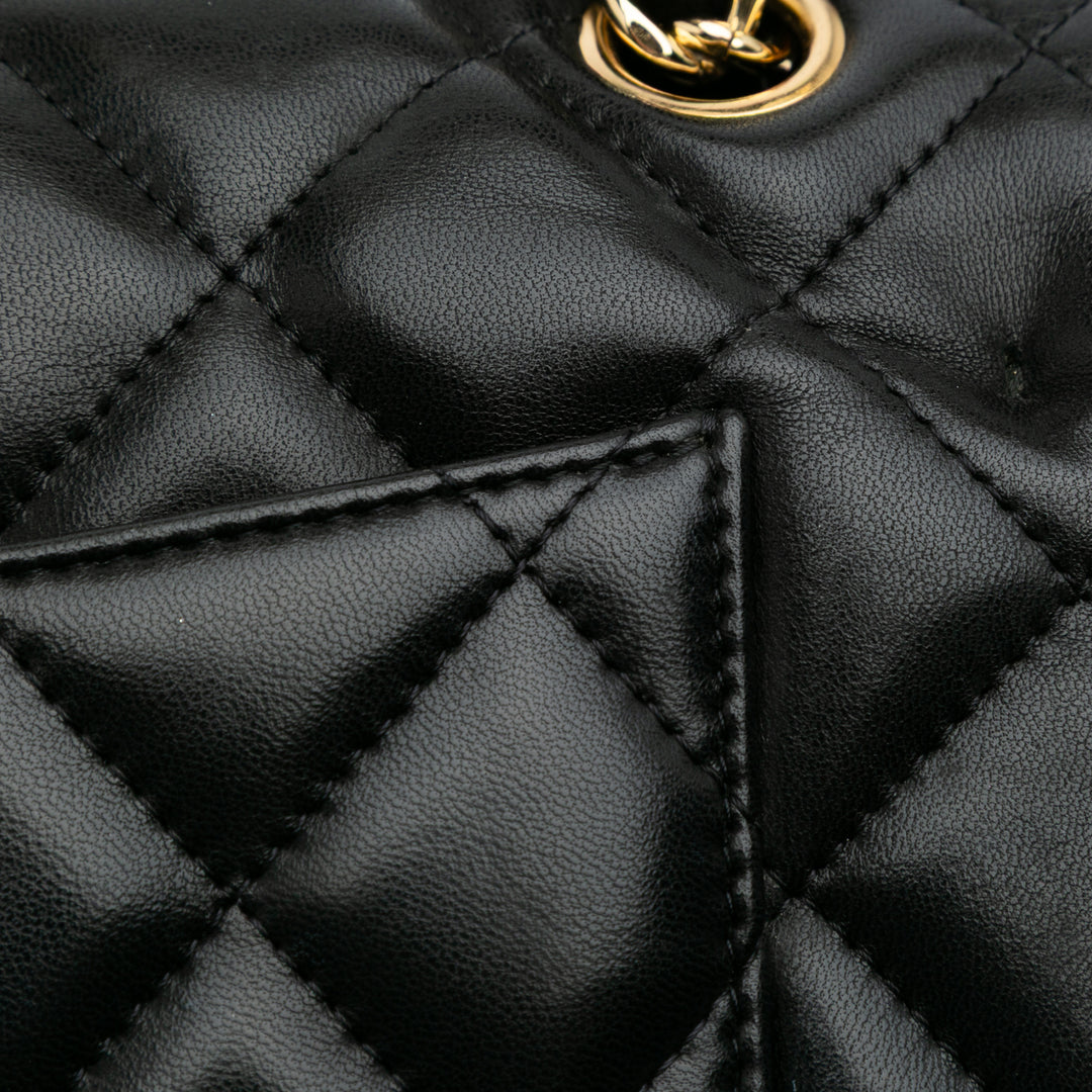 Jumbo Classic Lambskin Double Flap Black - Gaby Paris