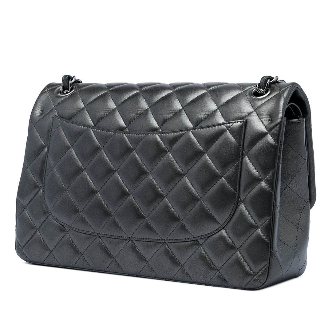 Classic Métallisé Double rabat Jumbo Cuir d'agneau Gris