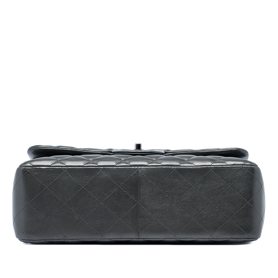 Classic Métallisé Double rabat Jumbo Cuir d'agneau Gris