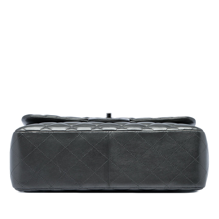 Classic Métallisé Double rabat Jumbo Cuir d'agneau Gris
