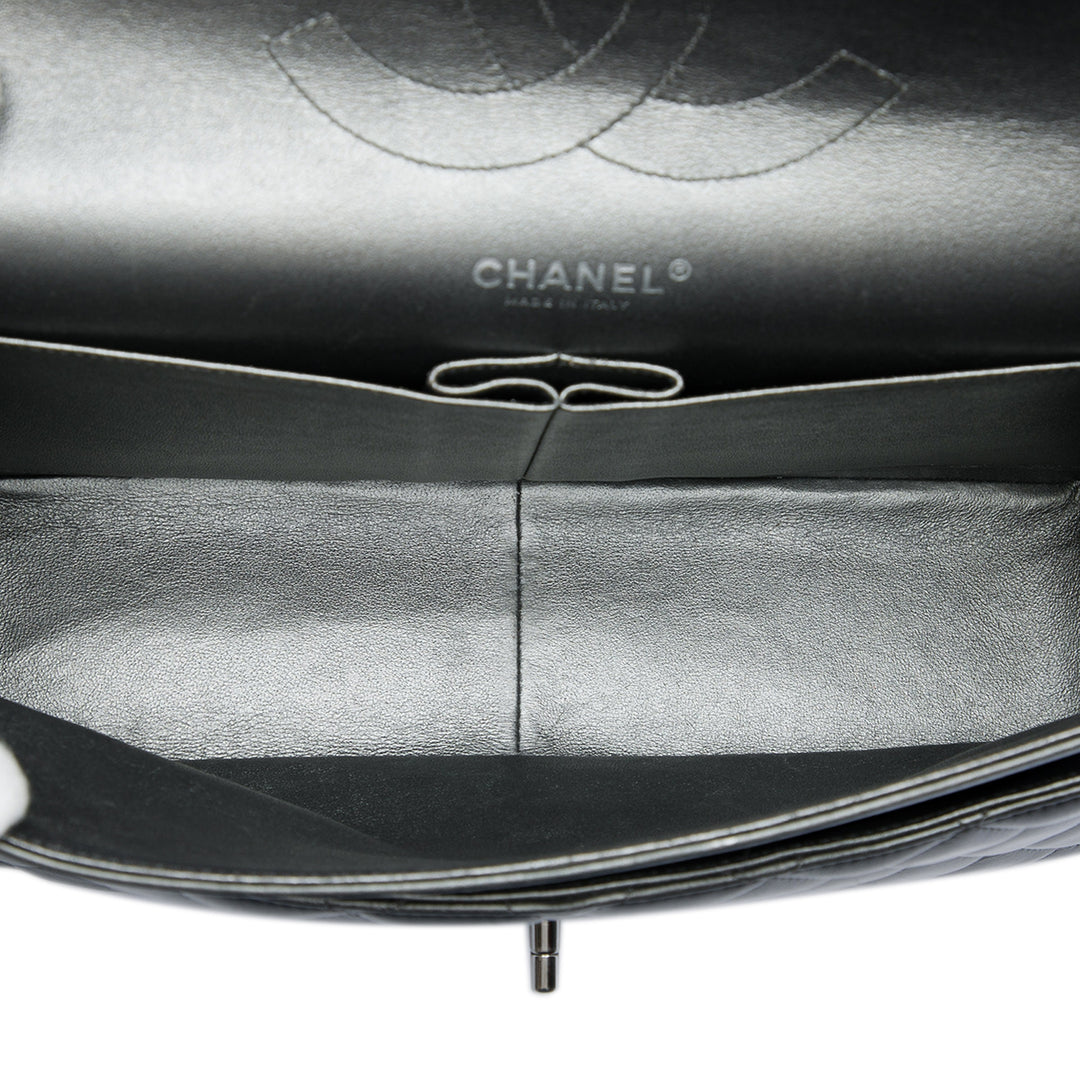 Classic Métallisé Double rabat Jumbo Cuir d'agneau Gris