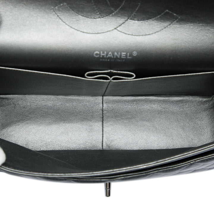 Classic Métallisé Double rabat Jumbo Cuir d'agneau Gris