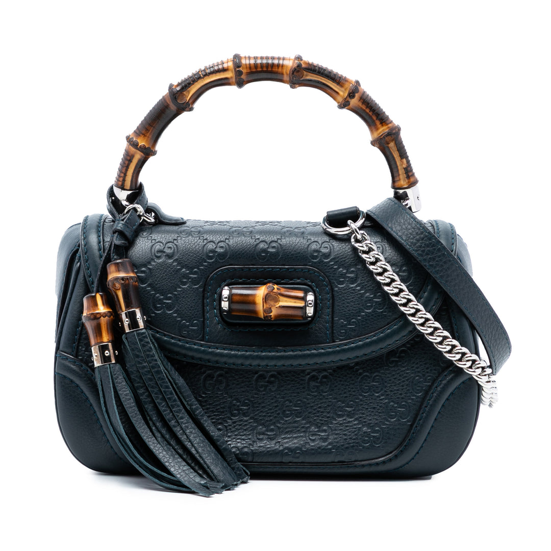 Guccissima New Bamboo sac à Moyen Bleu
