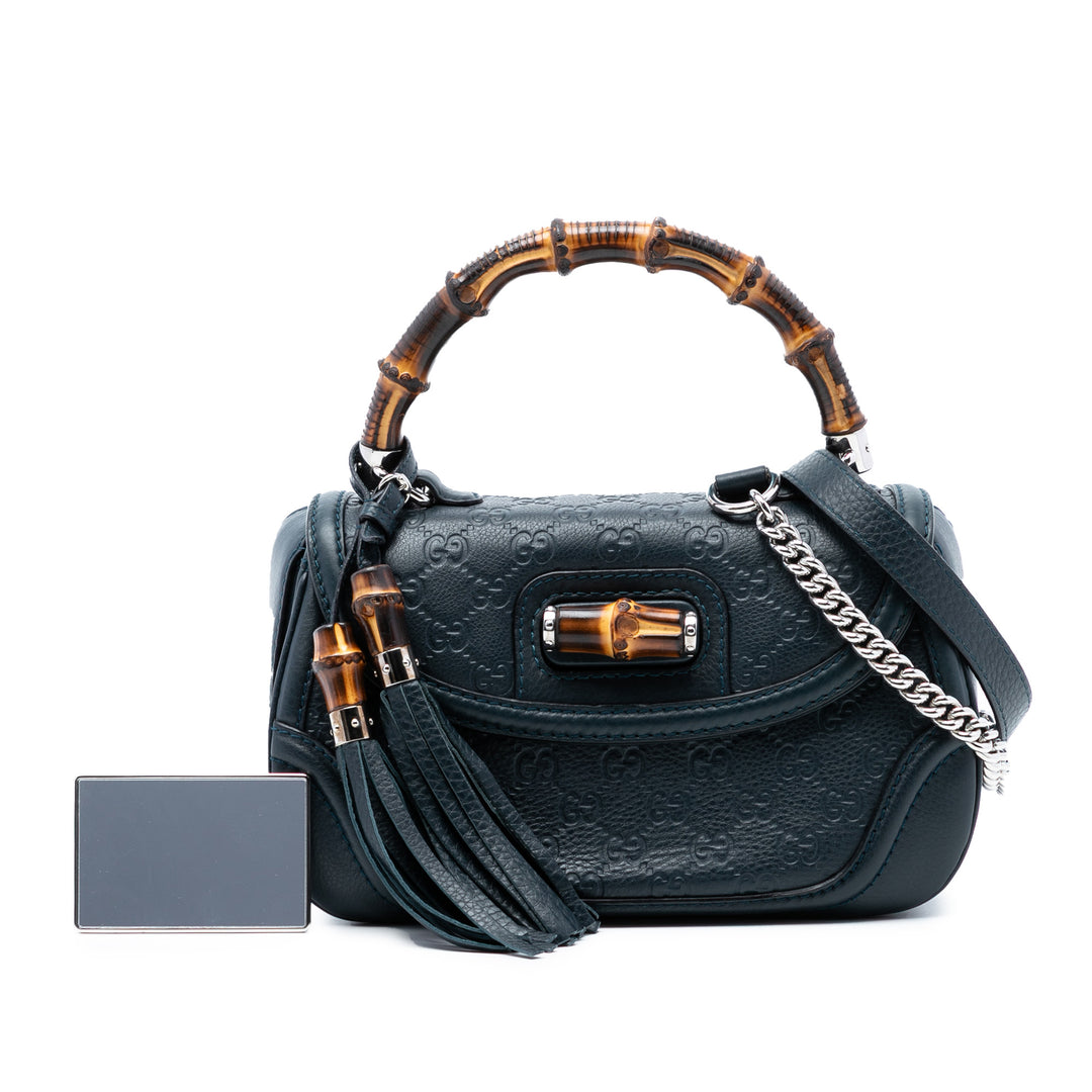 Guccissima New Bamboo sac à Moyen Bleu