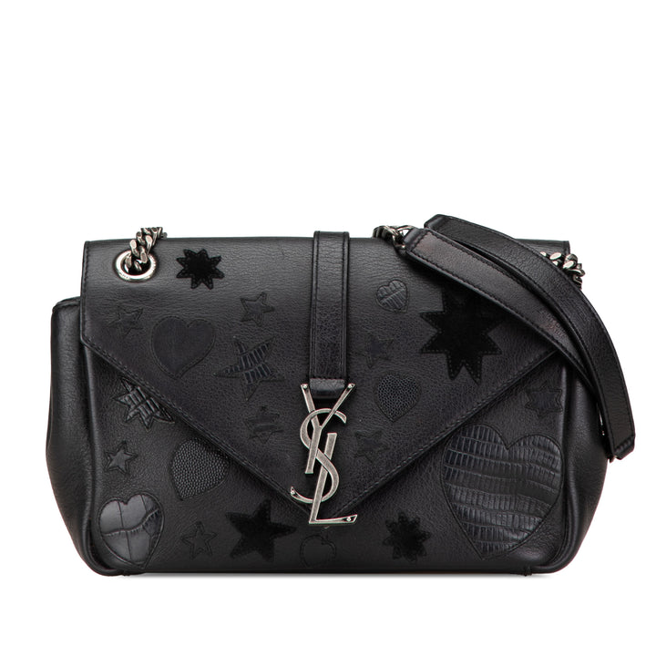 Saint Laurent Medium Monogram Heart Patchwork Chain Wallet