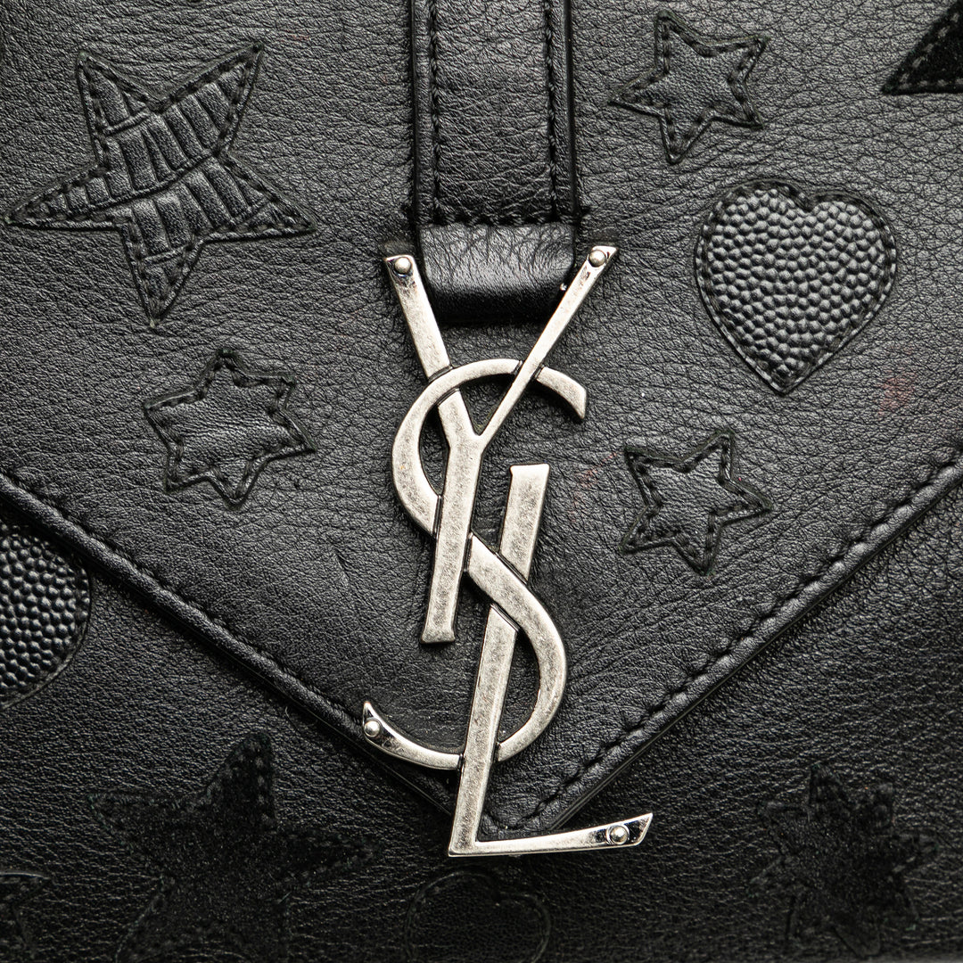 Saint Laurent Medium Monogram Heart Patchwork Chain Wallet
