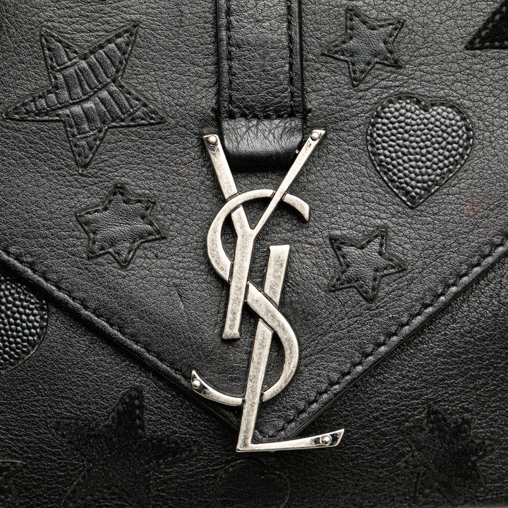 Saint Laurent Medium Monogram Heart Patchwork Chain Wallet