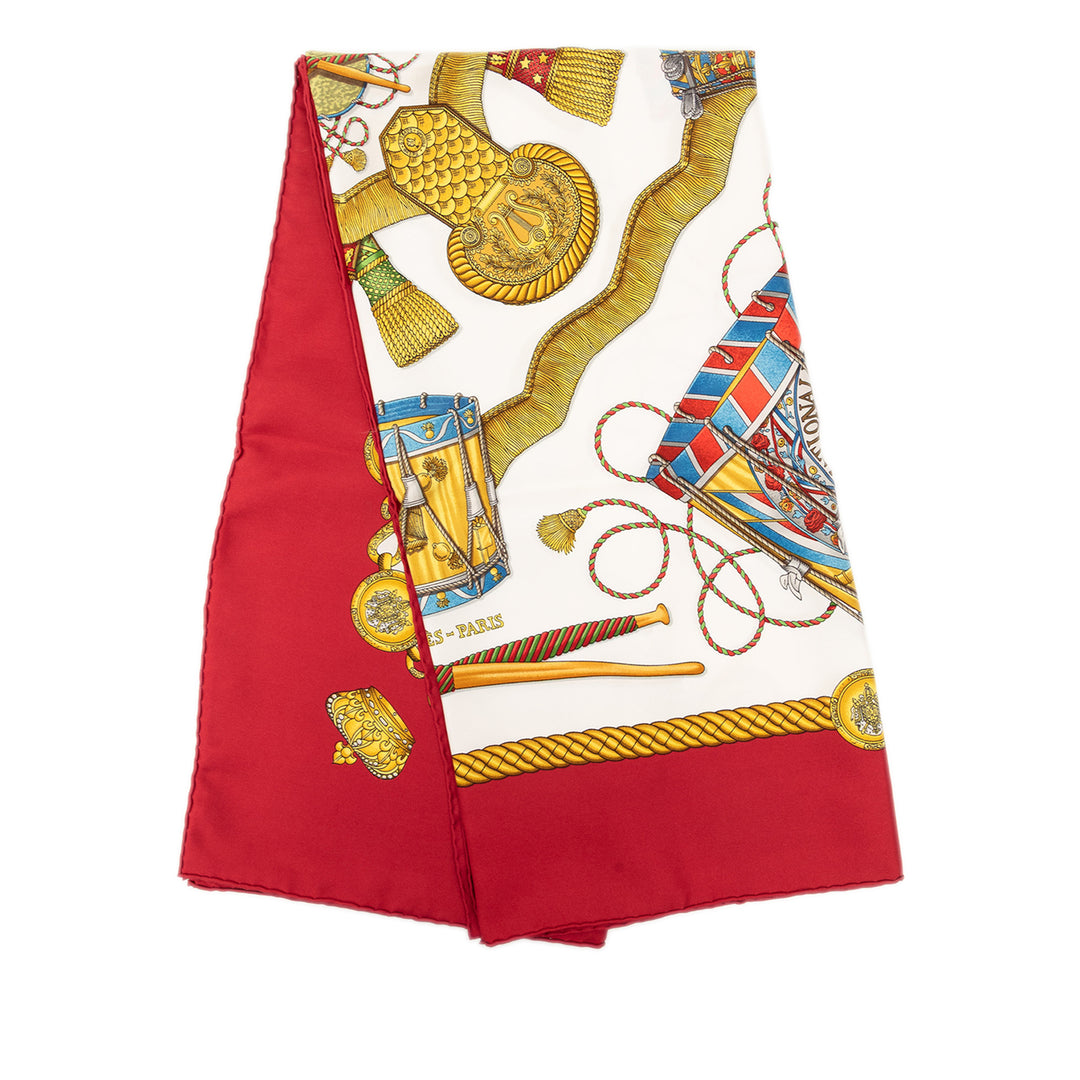 Hermès Les Tambours Soie Foulard 90 Multi
