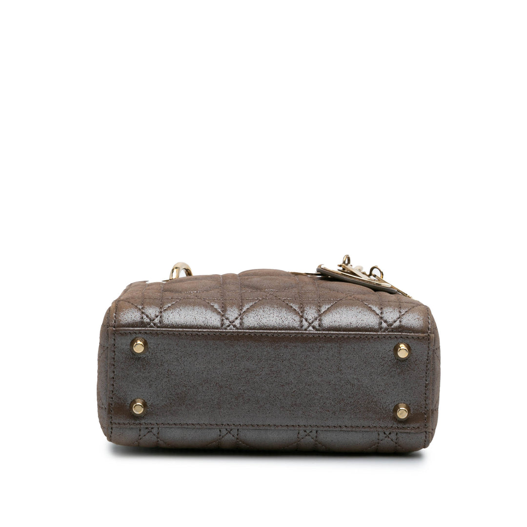 Mini Metallic Calfskin Cannage Lady Dior Brown - Gaby Paris