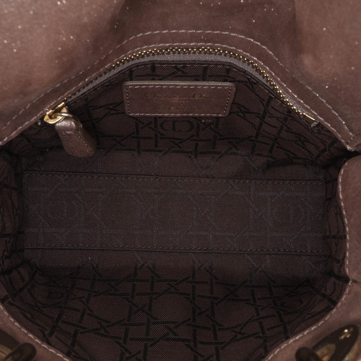Mini Metallic Calfskin Cannage Lady Dior Brown - Gaby Paris