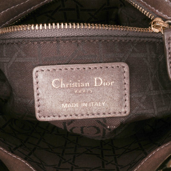 Mini Metallic Calfskin Cannage Lady Dior Brown - Gaby Paris