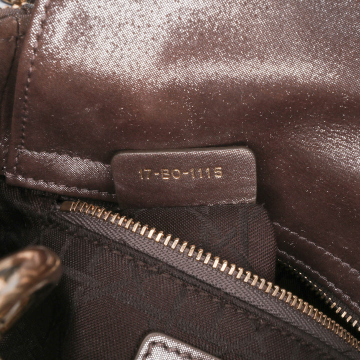 Mini Metallic Calfskin Cannage Lady Dior Brown - Gaby Paris