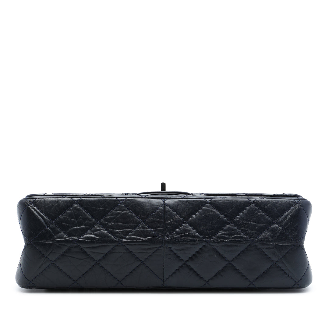 Matelassé vieilli Reissue 2.55 Double rabat 226 Cuir de veau Bleu