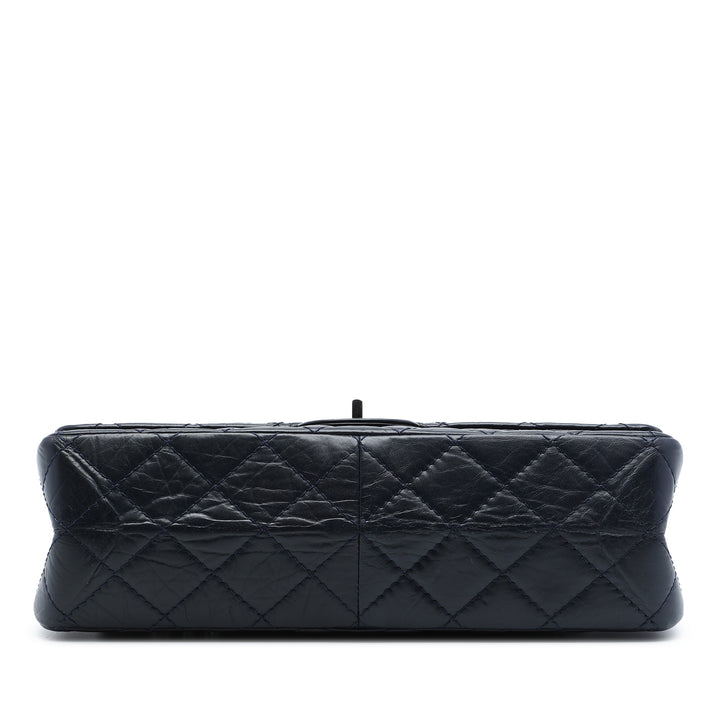 Matelassé vieilli Reissue 2.55 Double rabat 226 Cuir de veau Bleu