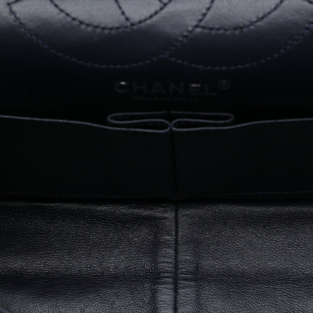 Matelassé vieilli Reissue 2.55 Double rabat 226 Cuir de veau Bleu