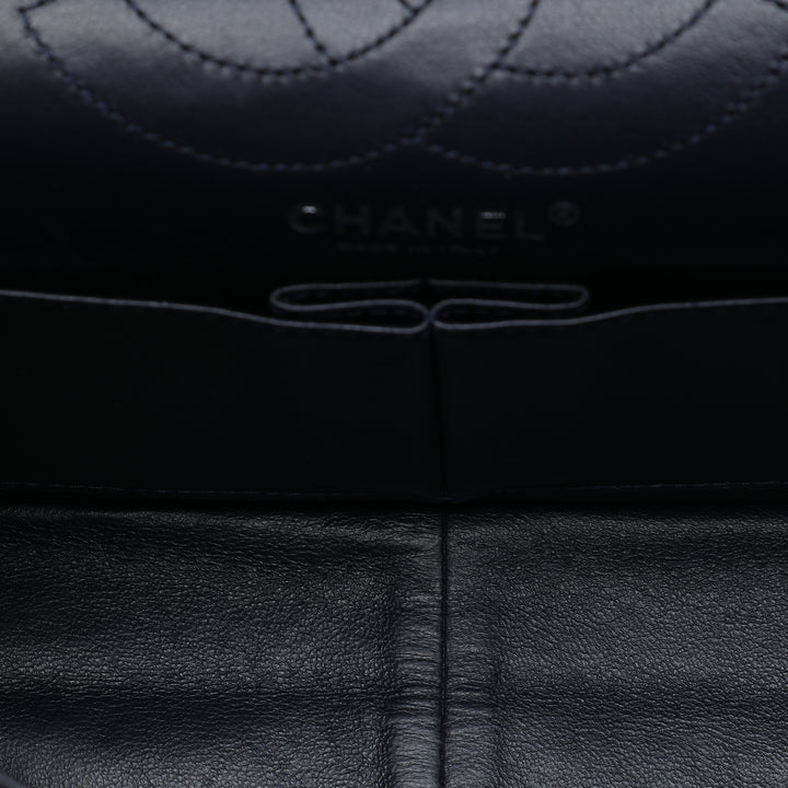 Matelassé vieilli Reissue 2.55 Double rabat 226 Cuir de veau Bleu
