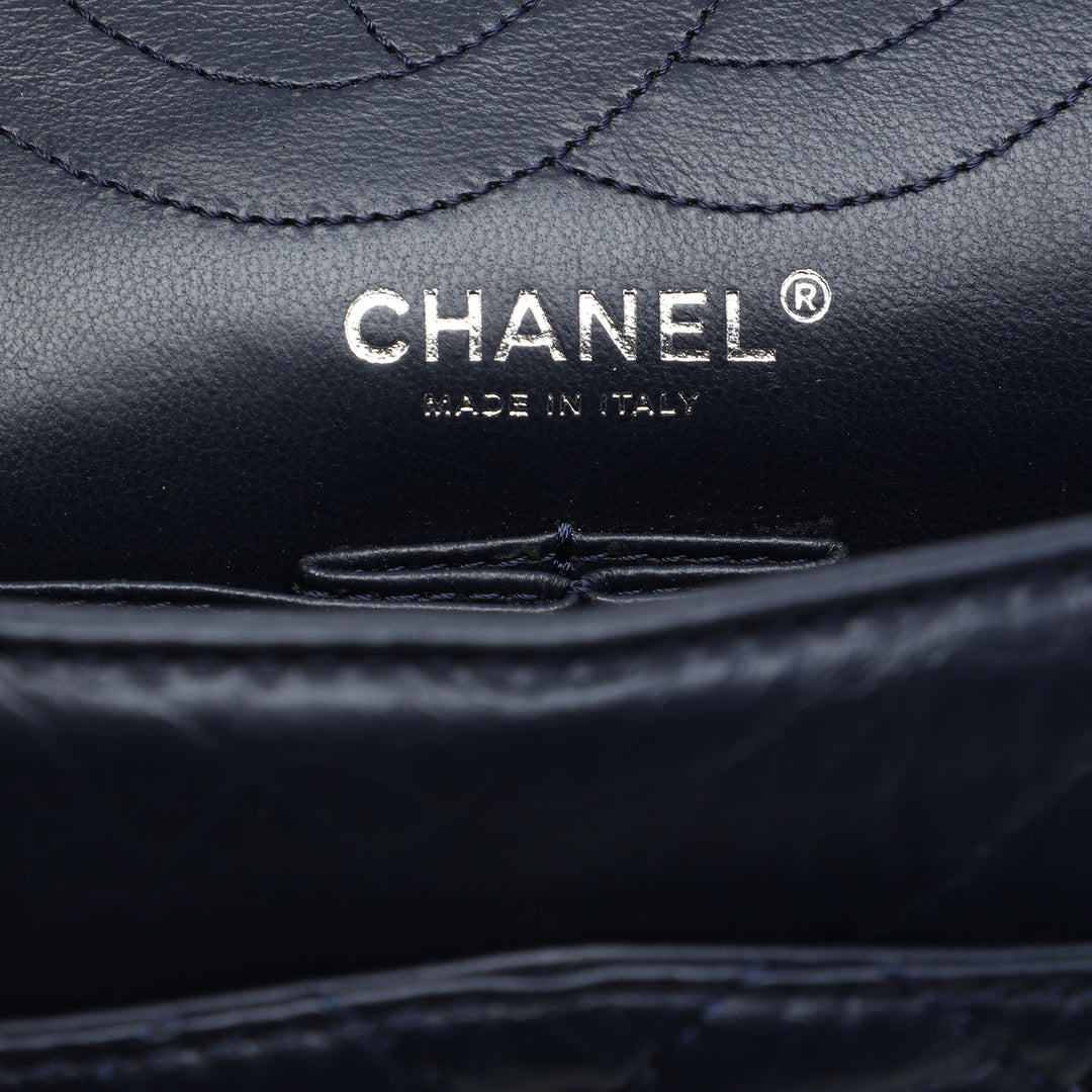 Matelassé vieilli Reissue 2.55 Double rabat 226 Cuir de veau Bleu