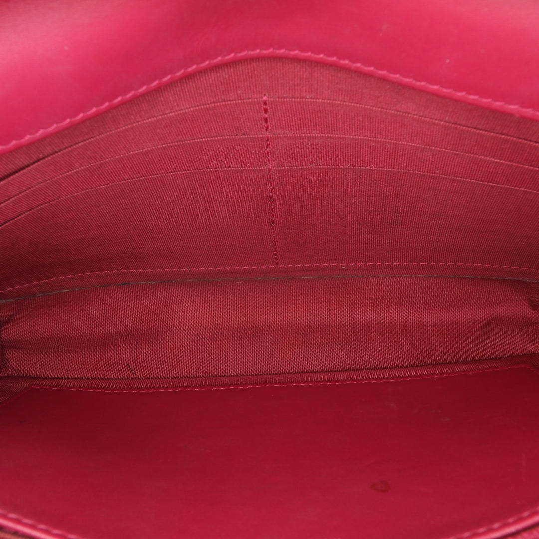 Quilted Patent Brilliant Wallet On Chain Red - Gaby Paris