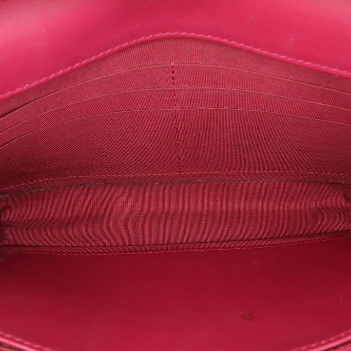 Quilted Patent Brilliant Wallet On Chain Red - Gaby Paris