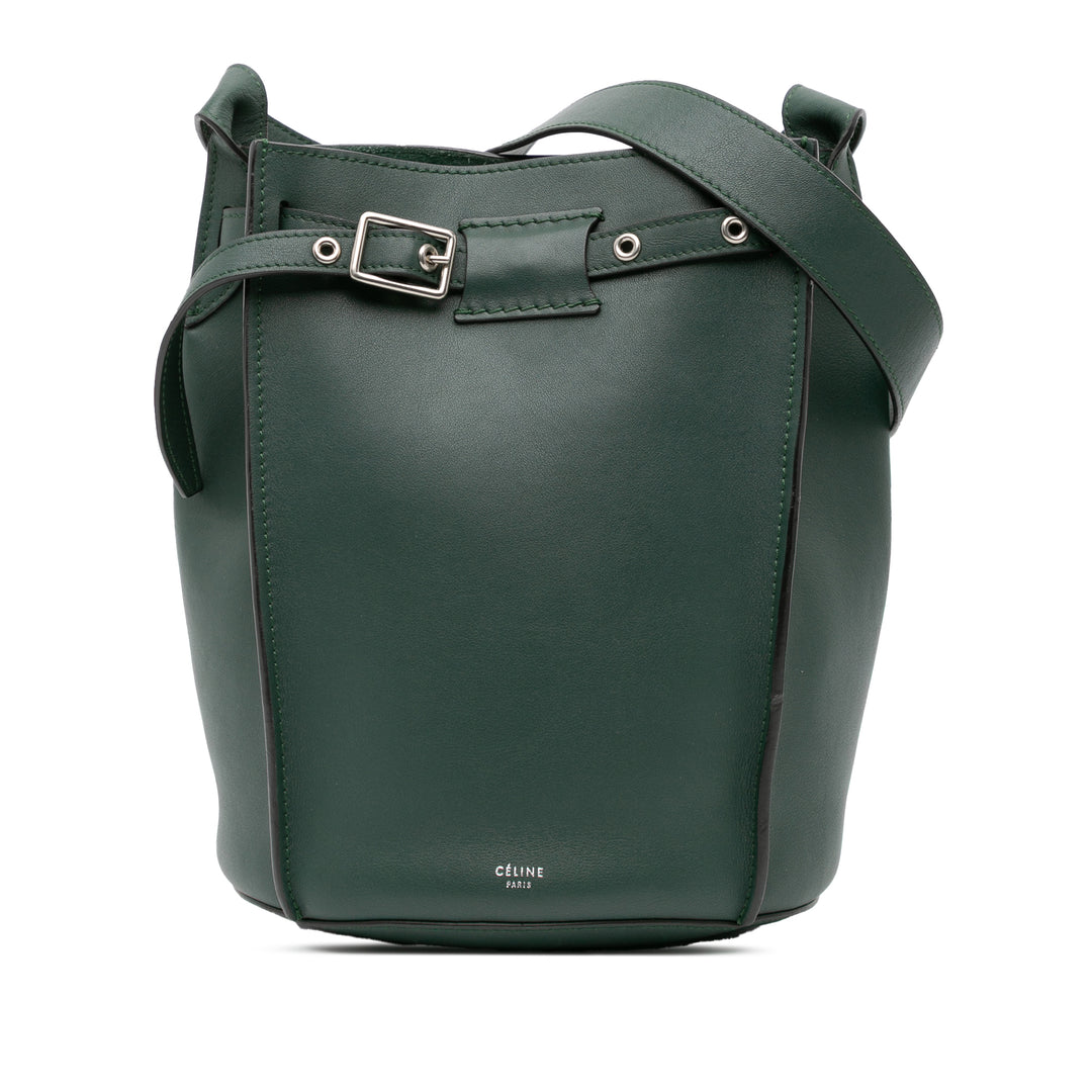 Leather Big Bag Bucket Crossbody Green - Gaby Paris