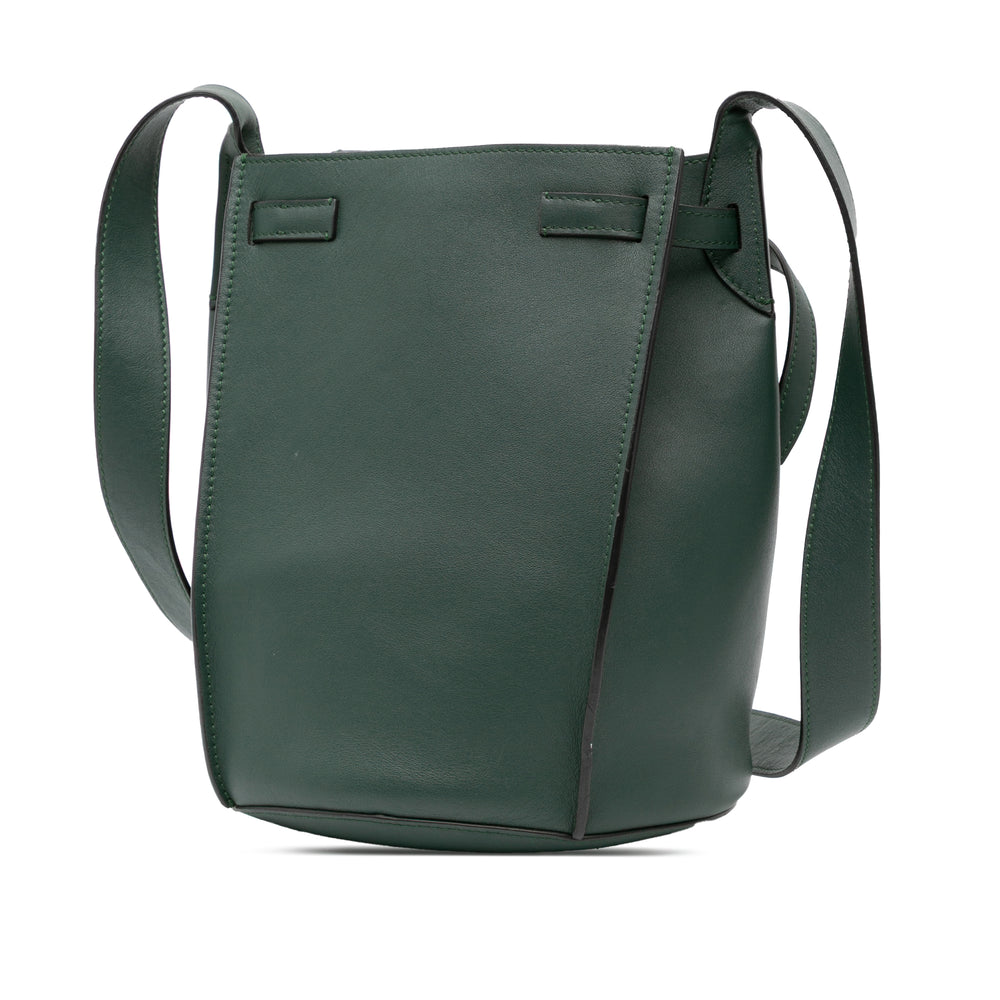 Leather Big Bag Bucket Crossbody Green - Gaby Paris
