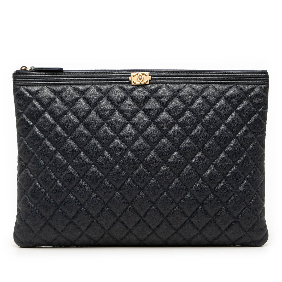 Chanel Large Matelassé Caviar Boy O Étui Pochette