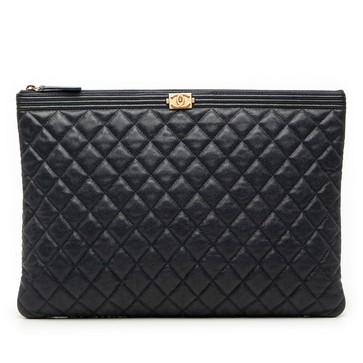 Chanel Large Matelassé Caviar Boy O Étui Pochette