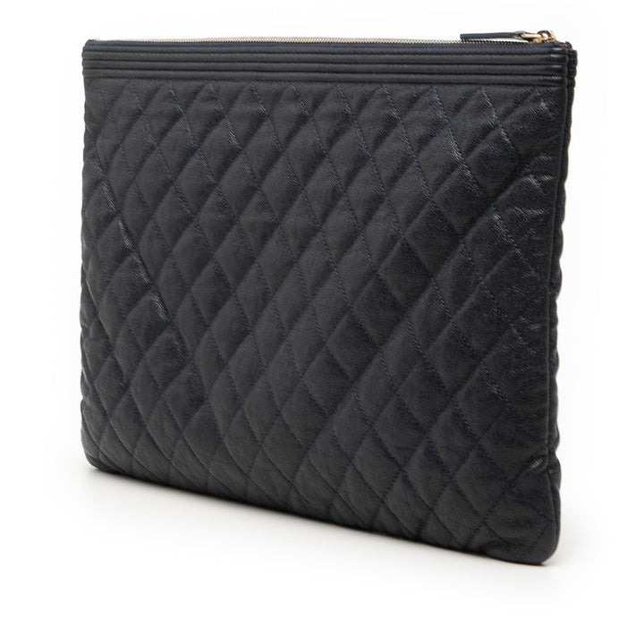 Chanel Large Matelassé Caviar Boy O Étui Pochette