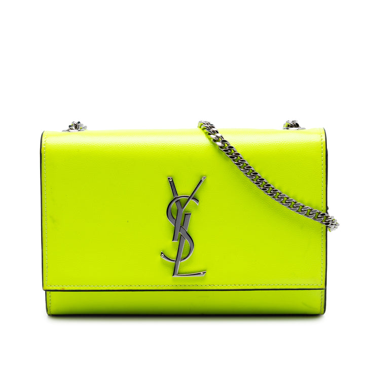 Saint Laurent Small Cuir verni Grain de Poudre Monogram Kate Sac porté croisé