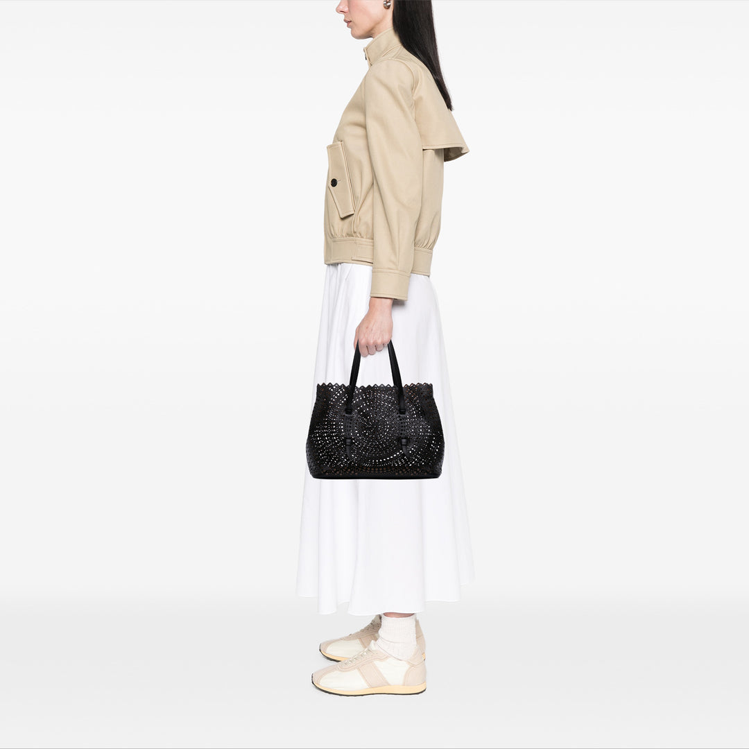 Vienne Calfskin Laser Cut Mina 32 Black - Gaby Paris