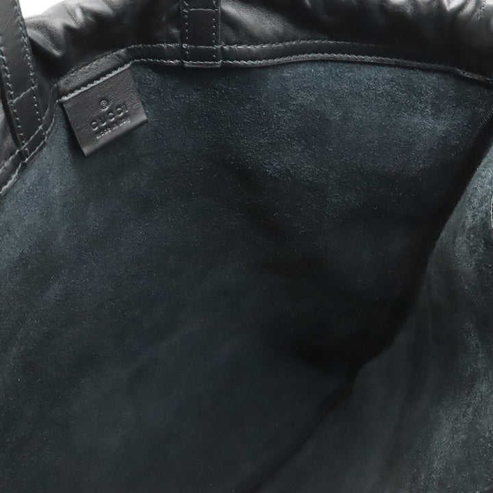 Gucci Cuir de veau grainé Web Logo Drawstring Sac à dos