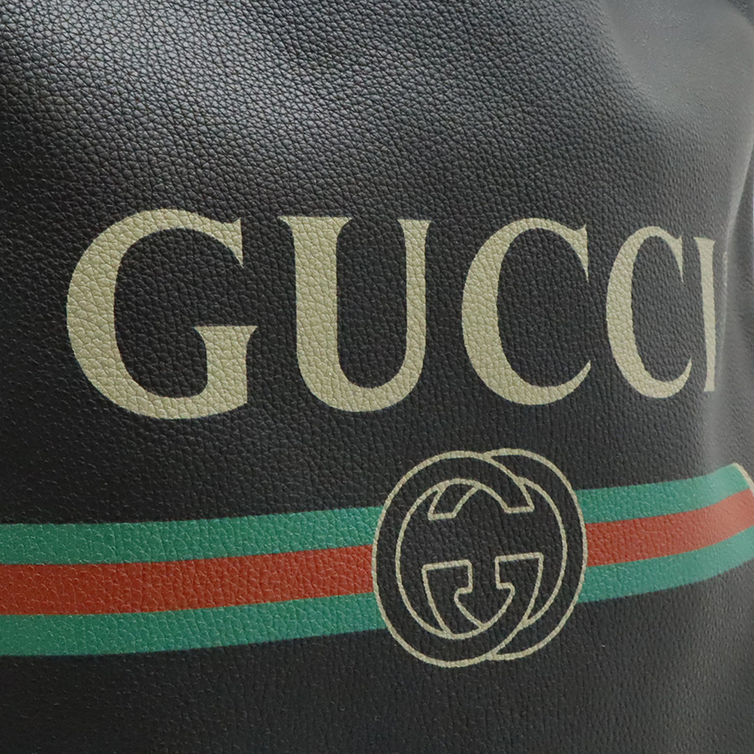 Gucci Cuir de veau grainé Web Logo Drawstring Sac à dos