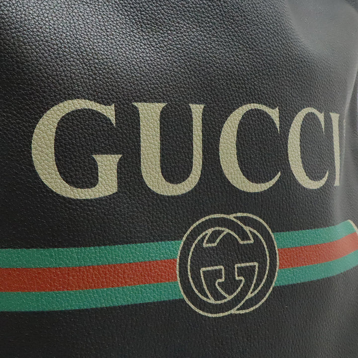 Gucci Cuir de veau grainé Web Logo Drawstring Sac à dos