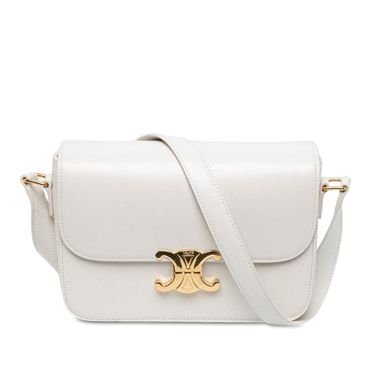 Celine Classique brillant Triomphe Sac Cuir de veau Blanc – vue principale – GABY PARIS