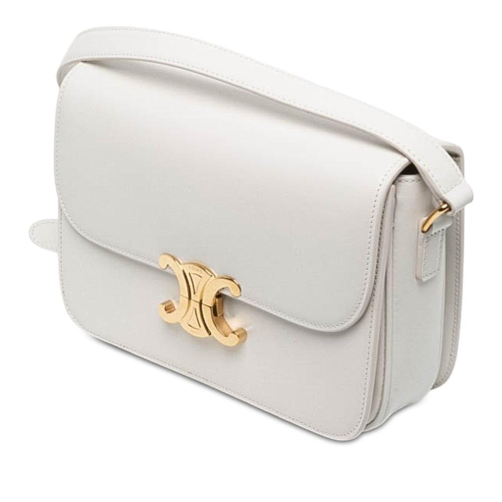 Celine Classique brillant Triomphe Sac Cuir de veau Blanc – vue 2 – GABY PARIS