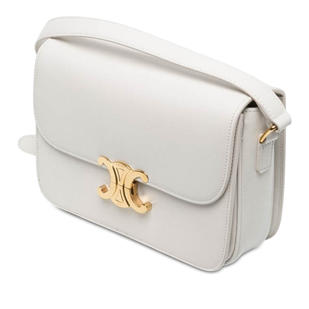 Celine Classique brillant Triomphe Sac Cuir de veau Blanc – vue 2 – GABY PARIS