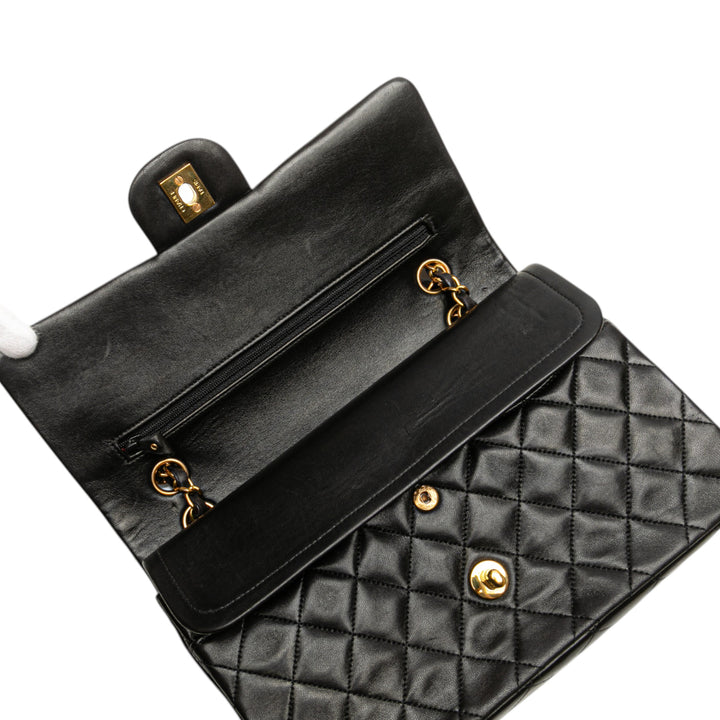 Chanel Medium Classic Cuir d’agneau Double rabat Noir