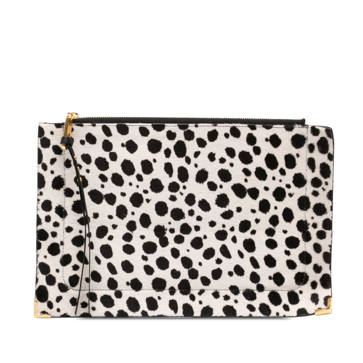 Chloé Ponyhair Dalmatian Imprimé Pochette Matière naturelle Noir – vue principale – GABY PARIS
