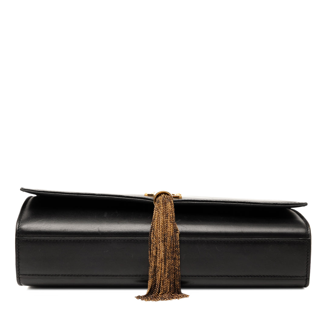 Saint Laurent Medium Smooth Cuir de veau Classic Monogram Kate Pompon Sac porté croisé