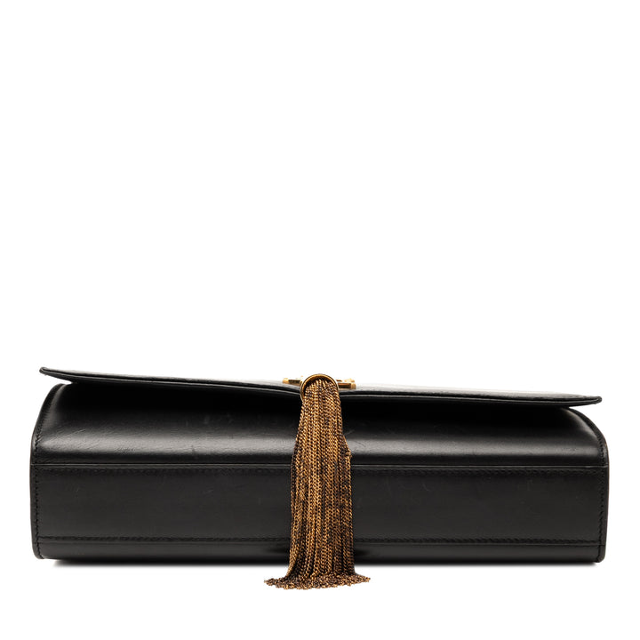 Saint Laurent Medium Smooth Cuir de veau Classic Monogram Kate Pompon Sac porté croisé
