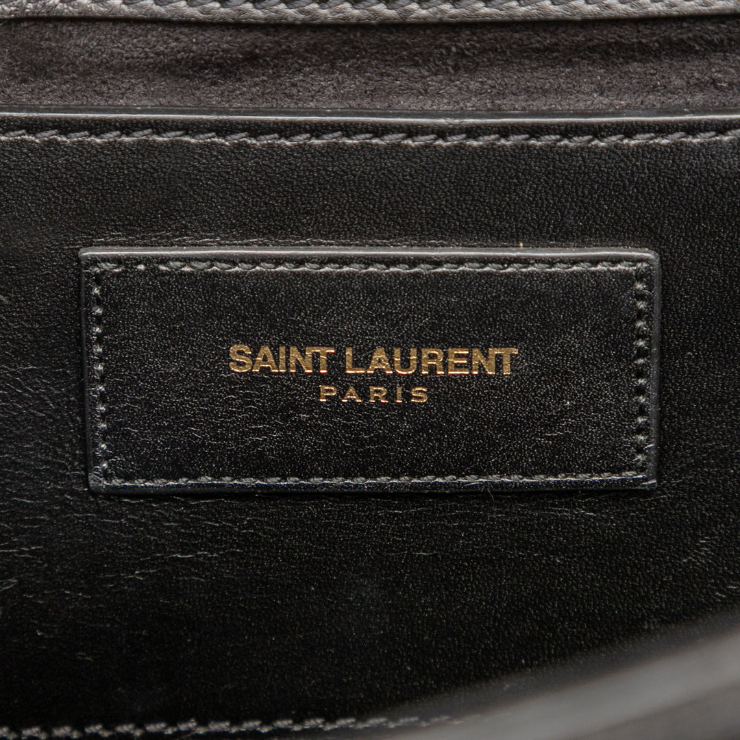 Saint Laurent Medium Smooth Cuir de veau Classic Monogram Kate Pompon Sac porté croisé