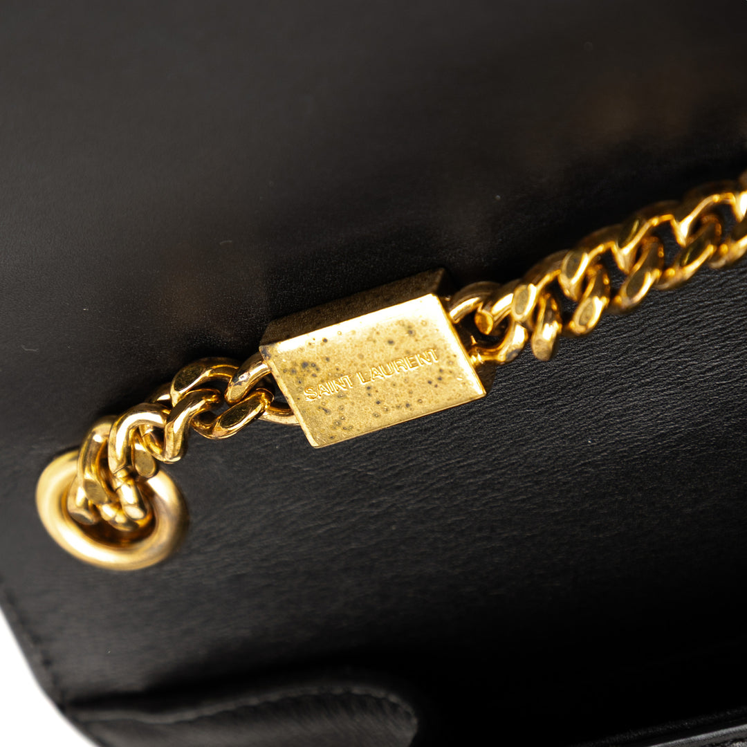 Saint Laurent Medium Smooth Cuir de veau Classic Monogram Kate Pompon Sac porté croisé