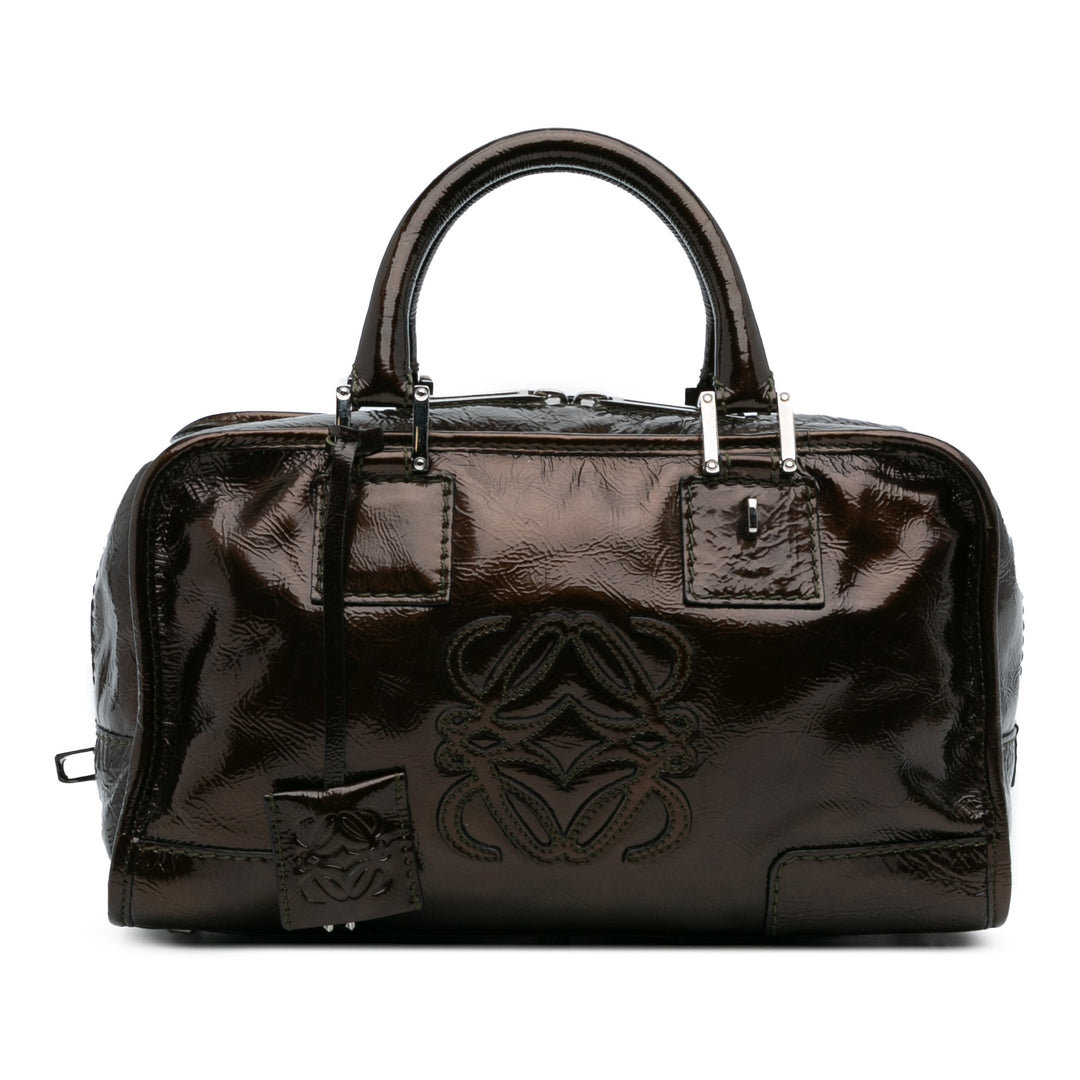 LOEWE Cuir verni Amazona 28 Sac à main Marron – GABY PARIS Authentique