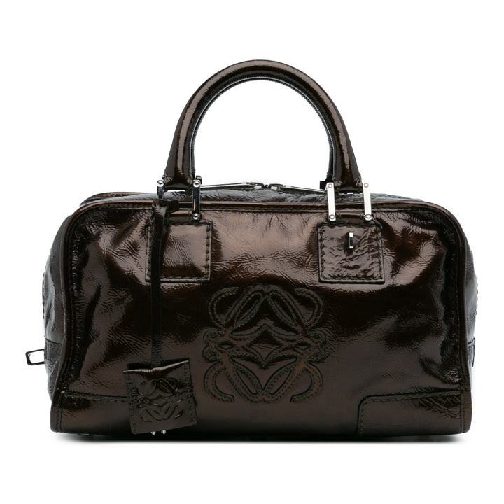 LOEWE Cuir verni Amazona 28 Sac à main Marron – GABY PARIS Authentique