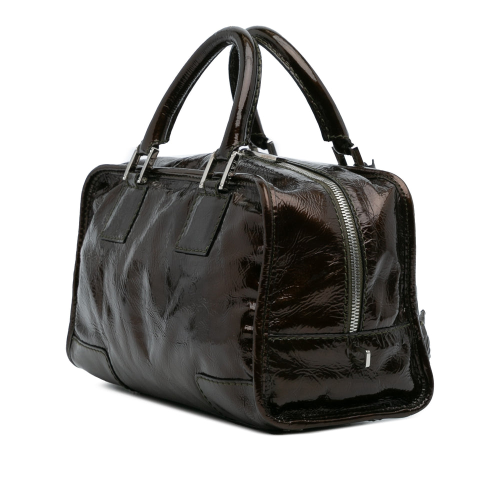 LOEWE Cuir verni Amazona 28 Sac à main Marron – GABY PARIS Authentique