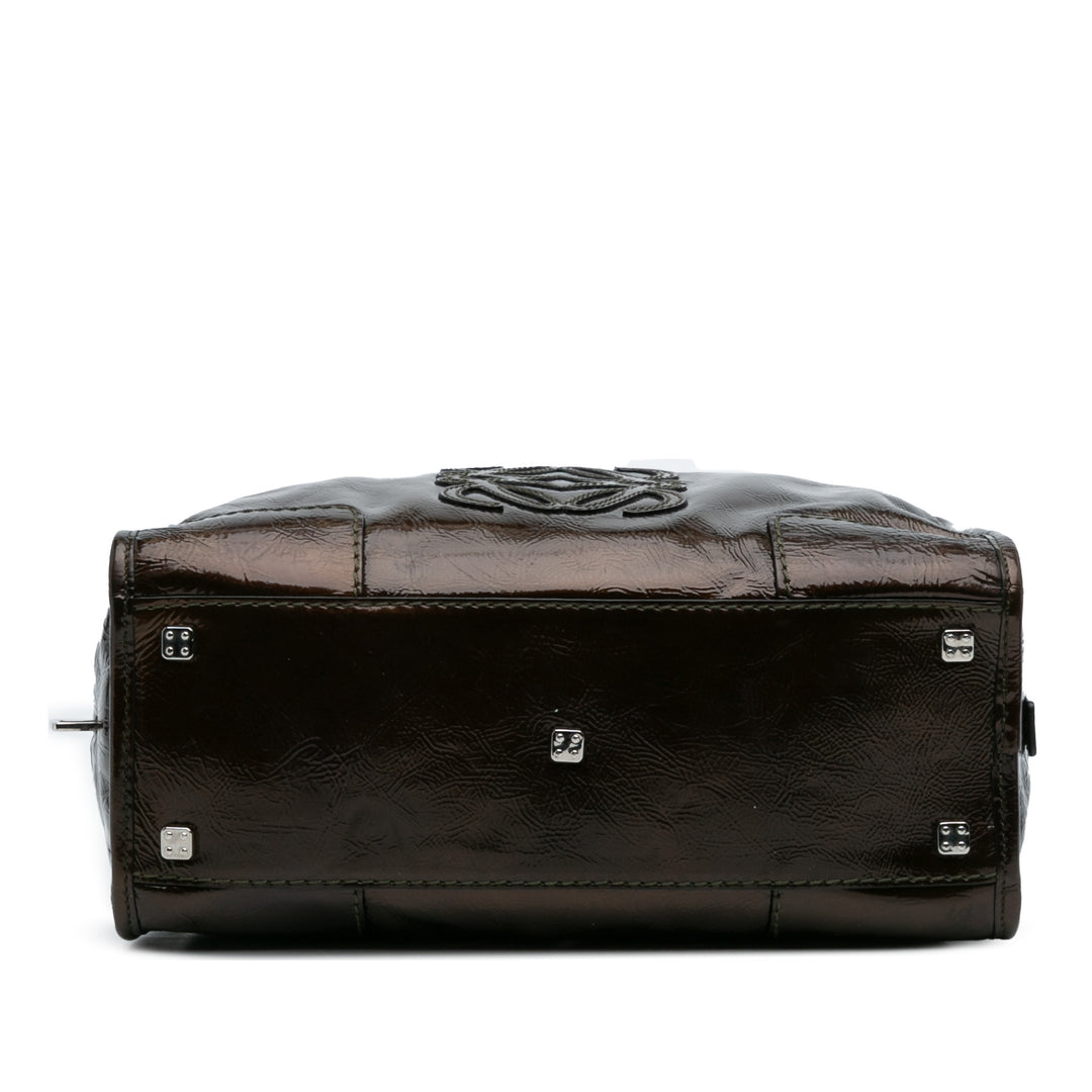 LOEWE Cuir verni Amazona 28 Sac à main Marron – GABY PARIS Authentique